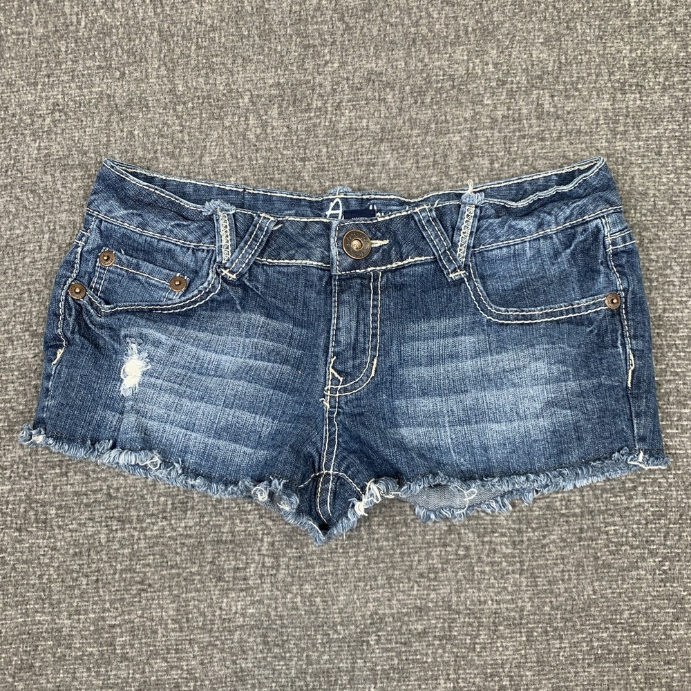 Amethyst Micro Mini Denim Jean Shorts Women's 7 Low Rise Hot Y2K Beach Rave